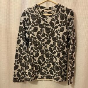 LOFT Charcoal Floral Knit Top